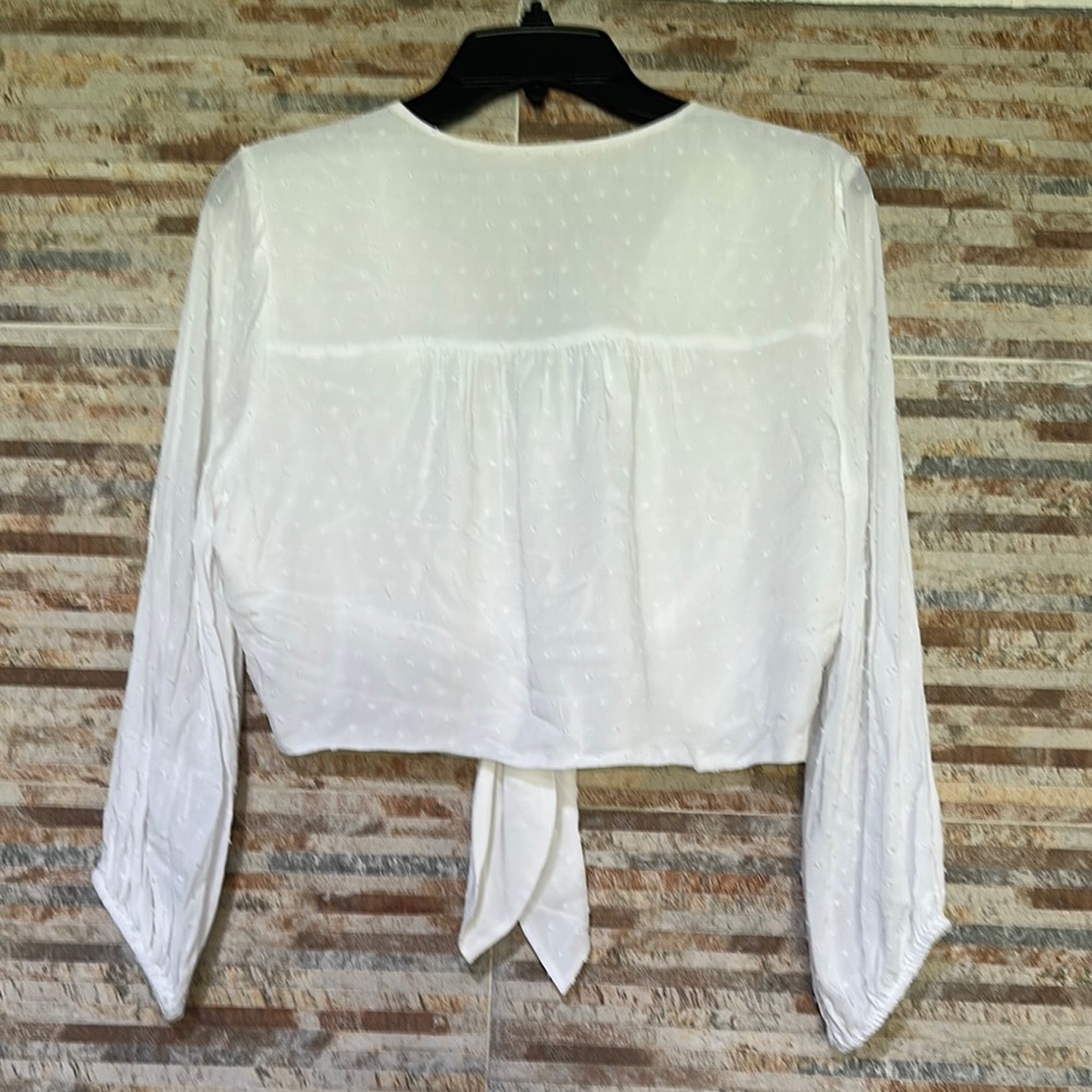 BCBGMaxAzria White Tie-Front Blouse - Picture 3 of 4